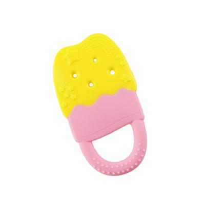 中国 Yellow 2 Color 29 Gram Silicone Baby Teether Fruit Animal Shape OEM Service And Size 9.3*5.3*0.9 cm And Weight 29 Gram 販売のため