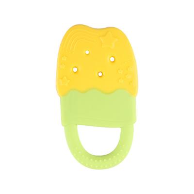 中国 Yellow 2 Colors Silicone Baby Teether Fruit Animal Shape OEM Service And Size Is 9.3*5.3*0.9 cm And Weight Is 29 Gram 販売のため