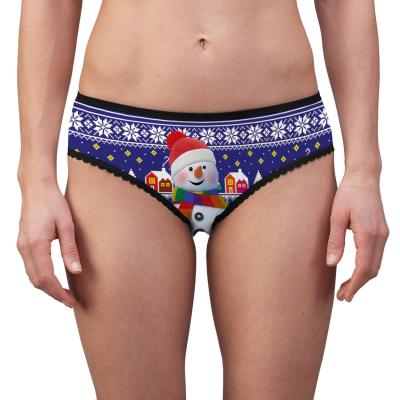 China Breathable Christmas Underwear Ladies Fashion Digital Custom Digital Print Briefs Hippie Panties OEM Women for sale