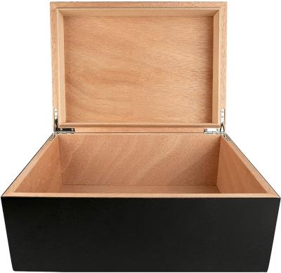 China Europe large wooden box with hinged lid - black stash wooden storage box - decorative boxes with lids for sale