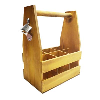 Chine Viable Wooden Carrier 6 Bottle Rack Wine Beer Barrel Wooden Wine Rack For Sale Wooden Carrier à vendre