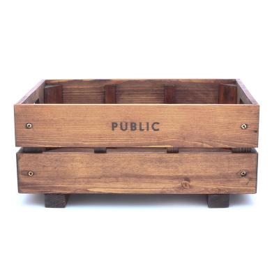 China Viable Hot Sales Custom Logo Wooden Crate Storage Box With Handle Vintage Rustic Wooden Crates zu verkaufen