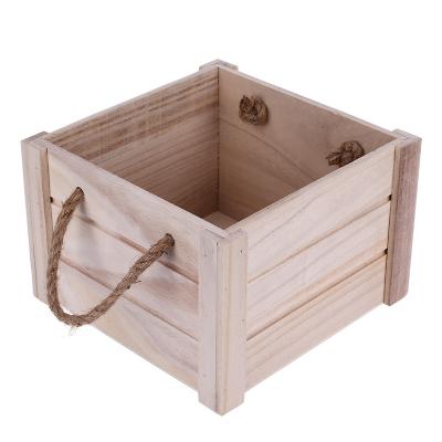 China Europe Multifunctional Wooden Crates With Rope Handle Wooden Storage Crate Portable Wooden Display Crate for sale