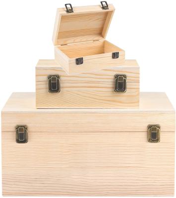 China Recyclable Different Sizes Customized Wooden Gift Box Jewelry Storage Box DIY Wooden Craft Box for sale