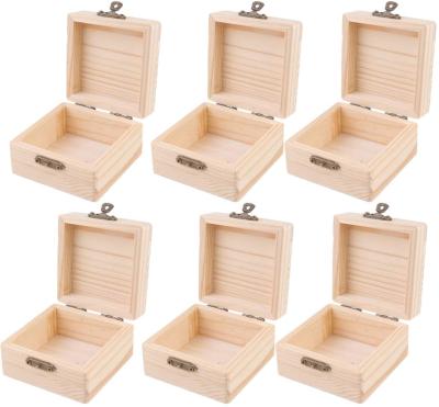 China China Wholesale Unfinished Wooden Gift Box Small Ring Box Craft Wooden Box With Hinged Lid For Jewelry for sale