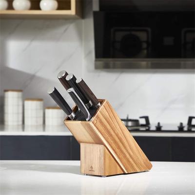 China Kitchen Disposable Wholesale High Quality Acacia Plant Wooden Knife Holder Block for sale