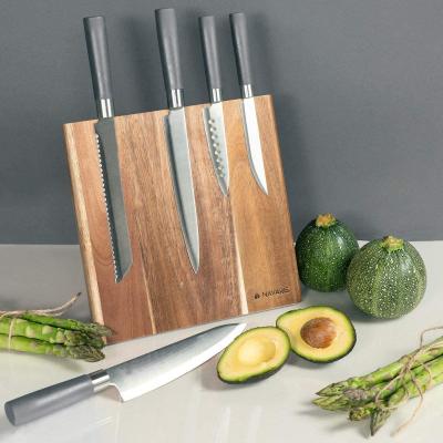 China Nature Acacia Wood Kitchen Knife Disposable Hot Selling Magnetic Holder for sale