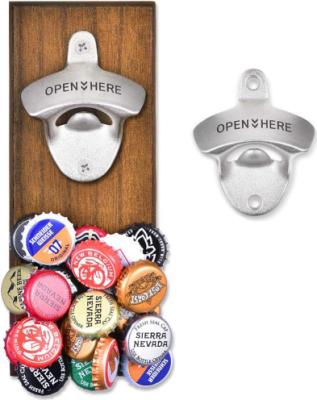 China Wholesale Wooden Magnetic Wall Mounted Wall Hanging Bottle Opener Beer Bottle Opener for sale