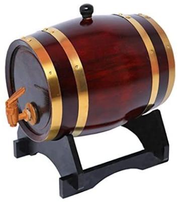 China 5L China Wood Oak Barrels Whiskey Barrel Dispenser Aging Wine Bucket With 3 Taps for sale