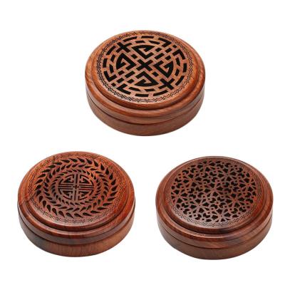 China Chinese Incense Customized Censer Wholesale Natural Colored Wooden Round Cone Censer Wooden Box for sale