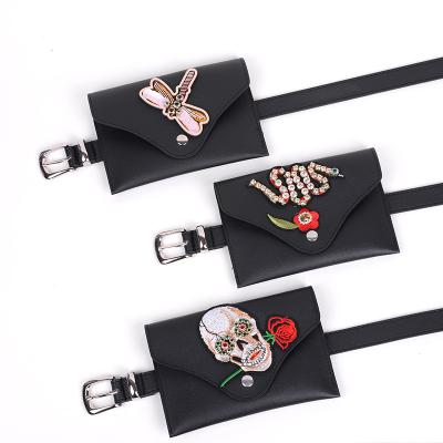 China Water Proof Women Leather To Fashion Embroidered Small Waist Belt Bags With Pouch Animal Female Bag For Iphone X for sale