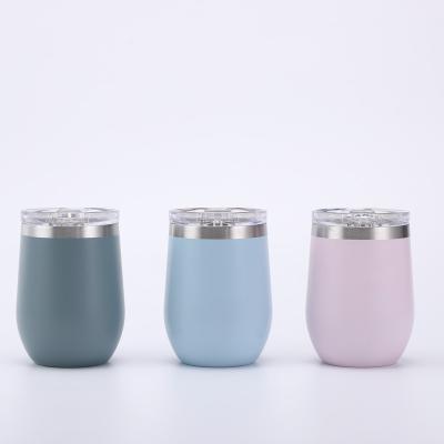 China Viable 12oz Sublimation Stainless Steel Wine Tumbler Vacuum Insulated Cups Egg Shape Tumbler With Lid for sale