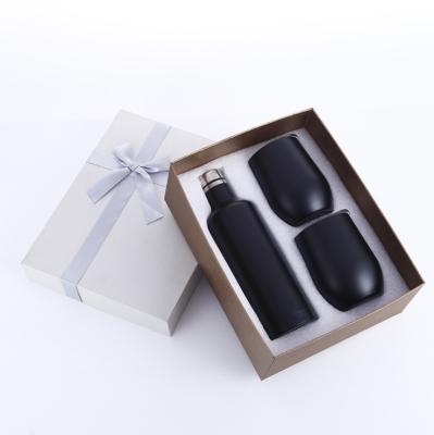 China Sustainable Sublimation 750ml Insulated Stainless Steel Wine Bottle And 12oz Wine Tumbler Sets With Box for sale