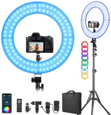 China Weeylite Aluminum 18 Inch Circle Ring Light Dimmable 2500K-8500K CRI95 Selfie Light for Live Stream Makeup Selfie Video Tiktok for sale