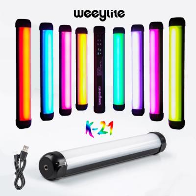 China Weeylite K21 Photography Light Color RGB LED Handheld Video Light Stick with Rechargable Battery 297mm*39mm*40mm for sale