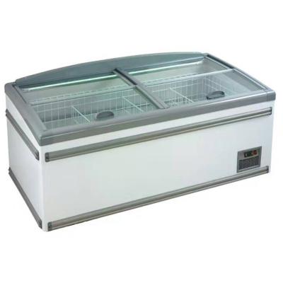 China Restaurants Sliding Door Horizontal Island Display Freezer for sale