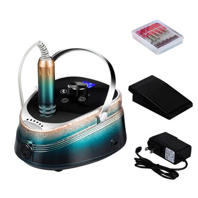 China Handle Gradient Unique Design Rechargeable Electric Nail Drill Machine 35000rpm With LCD Touch Screen Nail Polisher Machine OEM for sale