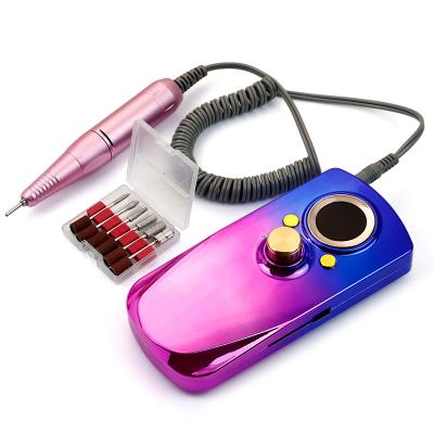 China Wholesale OEM fashion gradient 3colors MINI Nail polisher plastic luminous cordless portable rechargeable drill machine 35000 rpm for sale