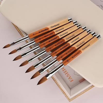 China Easy Apply Kolinsky Double Colors Double Colors Kolinsky Hair Nail Brush 100% Pure Acrylic Wooden Brush 100% Original Unas Acril Kolinsky OEM ODM for sale