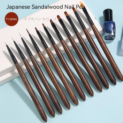 China Beauty Care Make Tools Factory Professional Customize Style 11PCS Ebony Pole Japanese ODM OEM Acrylic Paint Nail Art Gel Set Brush Private Logo for sale