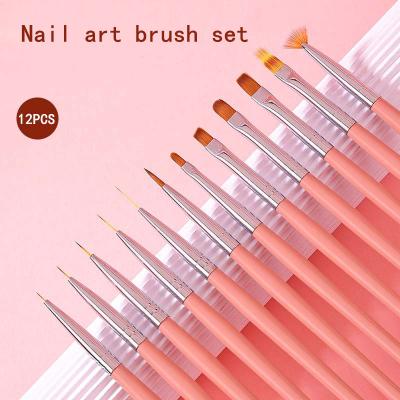 China Beauty Care Make Tools New Japanese Style Beginner Manicure Nail Art Gel Set Brush 12pcs French Nail Phototherapy Pen OEM Wholesale Private Label for sale