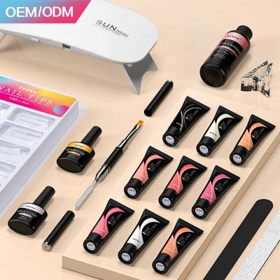 China Professional Nail Art Extension JTING Nail Factory Supply Wholesale Nail Extension Poly Gel Polish Nail Starter Kit Set UV Led Lamp OEM for sale