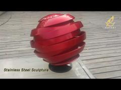 Painted Stainless Steel Sculpture 316L Red Baking Varnished Modern