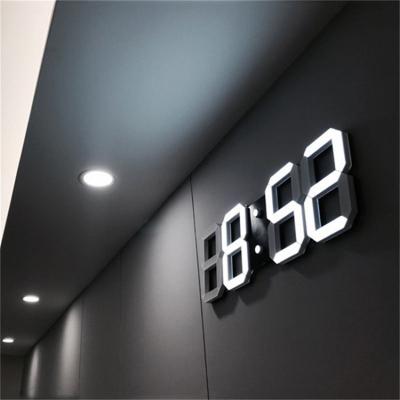 China LUMINOVA 3D LED Wall Clock Modern Design Digital Table Clock Alarm Nightlight Watch for Living Room Home Decoration for sale