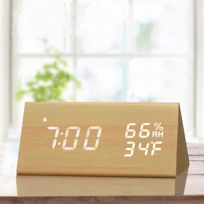 China LUMINOVA LED Time Display Wooden Digital Table Electronic Alarm Clock For Bedroom for sale