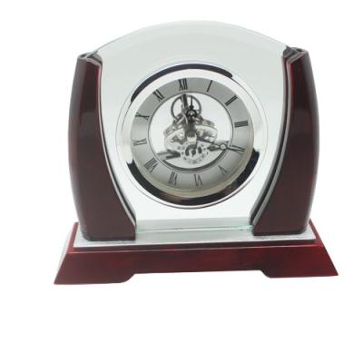 China LUMINOVA Vintage Solid Wood Desk Base Clock for sale