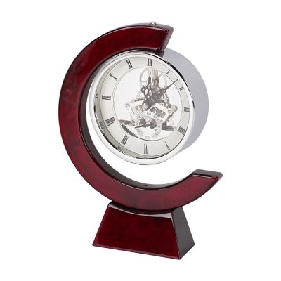 China LUMINOVA Clock Skeleton Movement Keepsake Gift Mahogany Clock for sale