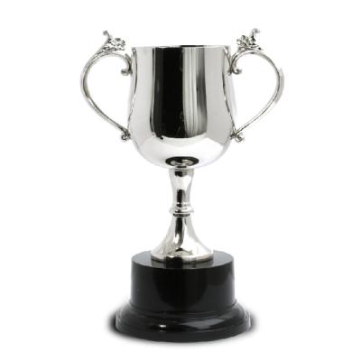 China Customizable Gift Or Award Italian Championship Perpetual Trophy Cup Silver Plated With Silver Trim for sale