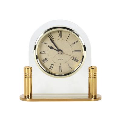 China Hot Selling LUMINOVA Quartz Movement Metal Desk Clock for sale