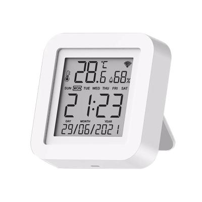 China ABS Indoor Tuya WIFI Temperature Humidity Sensor USB Powered for Smart Home Thermometer with LCD Display for sale