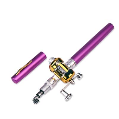 China Telescopic Aluminum Alloy Brass Light Weight In Mini Portable Pocket Aluminum Pen Running Fishing Rod Reel Combo Set for sale