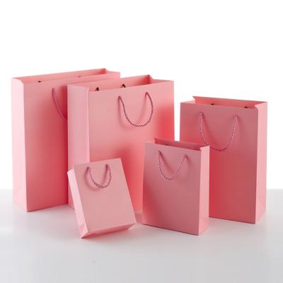 China Customizable Pink Package Color Purse Gift Bag Kraft Paper Bag Wedding Gift Bag Jewelry Bag for sale