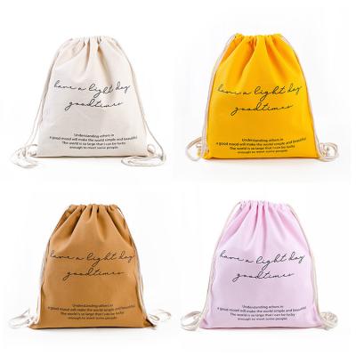 China 100% Organic Cotton Canvas Drawstring Eco Friendly Eco Friendly Travel Backpack Packing Custom Logo Dust Sport Bags for sale