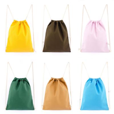 China Eco-Friendly Pocket Travel Organic Cotton Canvas Cotton Drawstring Backpack Storage Packing Custom Logo Dust Bags for sale