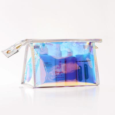 China High quality female cosmetic bag large capacity laser storage portable transparent waterproof cosmetic bag for sale