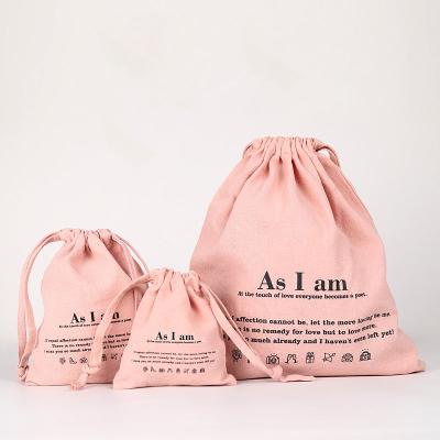 China Eco-Friendly Pocket Travel Canvas Organic Cotton Drawstring Bag Storage Packaging Custom Logo Dust Shoe Bags for sale