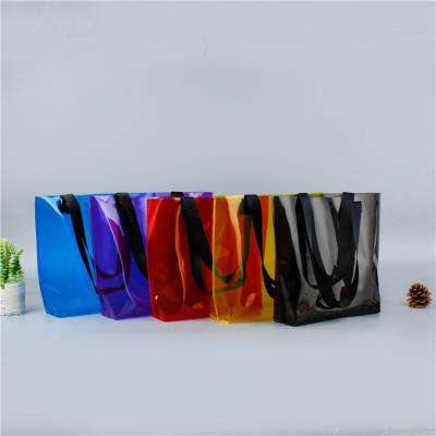 China Eco-friendly Colorful Gift Bag Luxury Waterproof PVC Tote Beach Bags PVC Neon Shopping Bag for sale