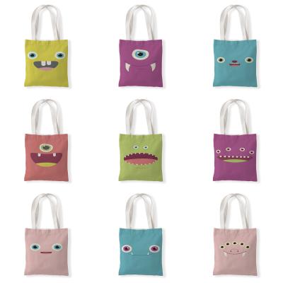 China Mini Lovely Eco-friendly 100% Eco-friendly Cotton Tote Bag Monster Shopping Bag for sale