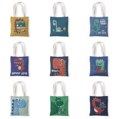 China Mini Cute 100% Eco-Friendly Cotton Bag Tote Bag Dinosaur Small Shopping Bag for sale