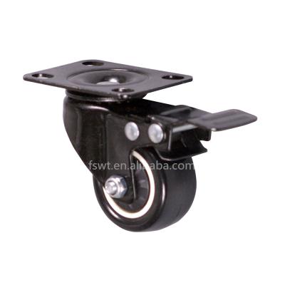 China Black Furniture Furniture 62mm PVC Swivel Furniture Caster Wheel With Brake Caster for sale