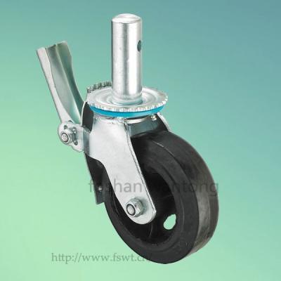 China Industry Iron Core Rubber Wheel 8 Inch Industrial Scaffolding Caster With Stop for sale