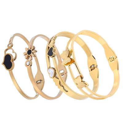 China FASHIONABLE ready to ship wholesale cuff bracelet gold plated silver stainless steel cuff bracelet women jewelry bangles for sale