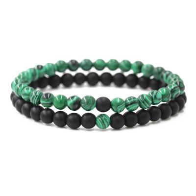 China FASHIONABLE Matt Black Stone and Malachite Bracelet Set Bracelet Set Jasper Stone Beads Bracelet for sale