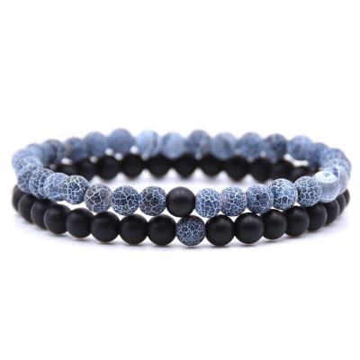 China Matt Black Stone and Dumortierite FASHION Bangle Set Jasper Stone Beads Bracelet for sale