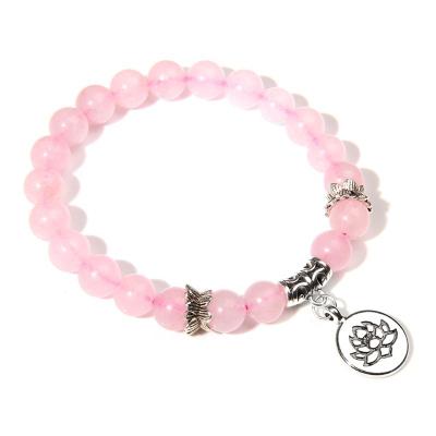 China TRENDY Rose Quartz Lotus Bracelet Natual stone beaded bracelets Jasper Stone Beads Bracelet for sale