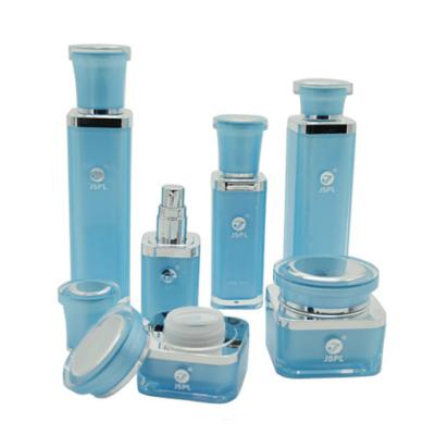 China Skin Care Cream Acrylic Cosmetic Square Bottles And Jars With Aluminum Top for sale